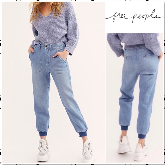 free people denim joggers